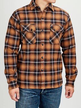 3Sixteen Heavyweight Crosscut Slubby Flannel in Sienna Large
